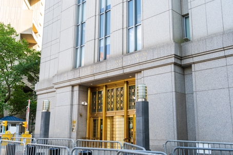 Daniel Patrick Moynihan United States Courthouse, Southern District of New York, where the CFTC and DOJ filed parallel insider trading complaints against a Google engineer for prediction market fraud on Polymarket